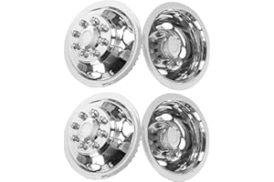 HIGHTALL 16 Wheel Simulators,8 Lug Stainless Steel RV Hubcaps,Polished Surface,Snap On Wheel Cover Compatible with1974-2000 GMC 3500, 1974-1998 Ford F350, 2008-2025 E350/E450 Van, 1974-1999 Dodge Ram 3500