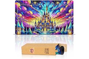 Wizcraft Gaming Lorcana Stained Glass Castle (Stitched) - Lorcana Playmat - Lorcana Mat, Lorcana Game Mat - Non-Slip Rubber with Zones - Lorcana Accessories