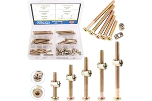 Glarks 100Pcs Zinc Plated M6 x 40/50/60/70/80mm Hex Socket Head Cap Screws Bolts Furniture Crib Bolts with Barrel Nuts Assortment Kit