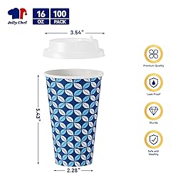 JOLLY CHEF 16 oz Coffee Cups with Lids 100