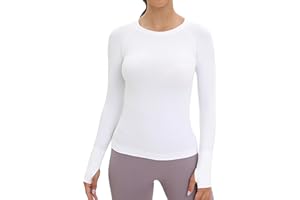 MathCat Workout Seamless Shirts for Women Long-Sleeved Yoga Running Breathable Thumb Holes Tops