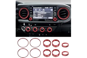 Sinvanho Interior Accessories for Toyota Tacoma 2023 2022 2021 2020 with 8" or 7" Touchscreens, Decorated A/C Vent Trim Rings Button Knob Covers for Air Conditioner AC Audio CD Radio Switch, 10 PCS