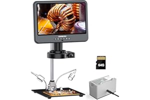 LM208S 4K HDMI Digital Microscope 10.1" for Electronics, 56 LED Ring Light, 1500X 4K Solder Microscope Camera for Adults, USB