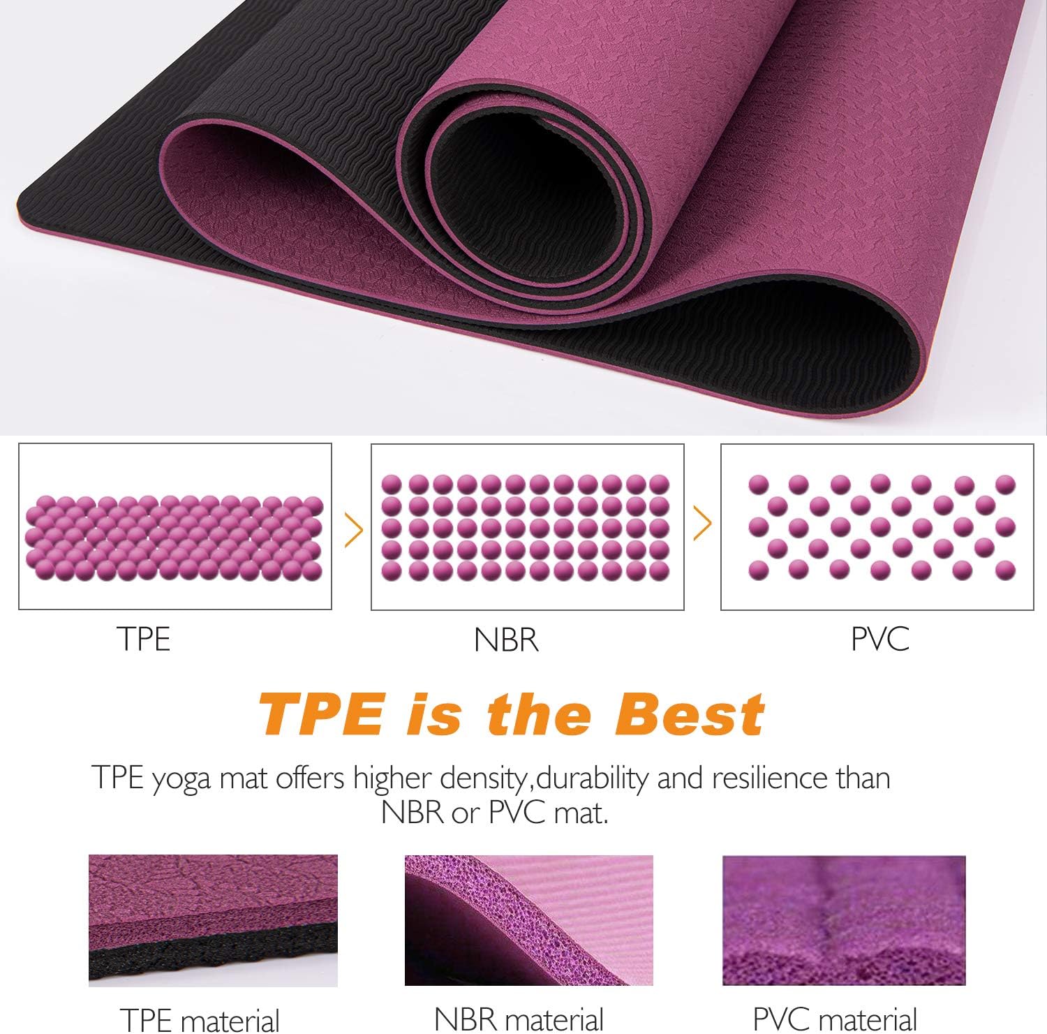 TOPLUS Yoga Mat - Classic 1/4 inch Pro Yoga Mat Eco Friendly Non Slip Fitness Exercise Mat with Carrying Strap-Workout Mat for Yoga, Pilates and Floor Exercises (Deep red) : Sports & Outdoors