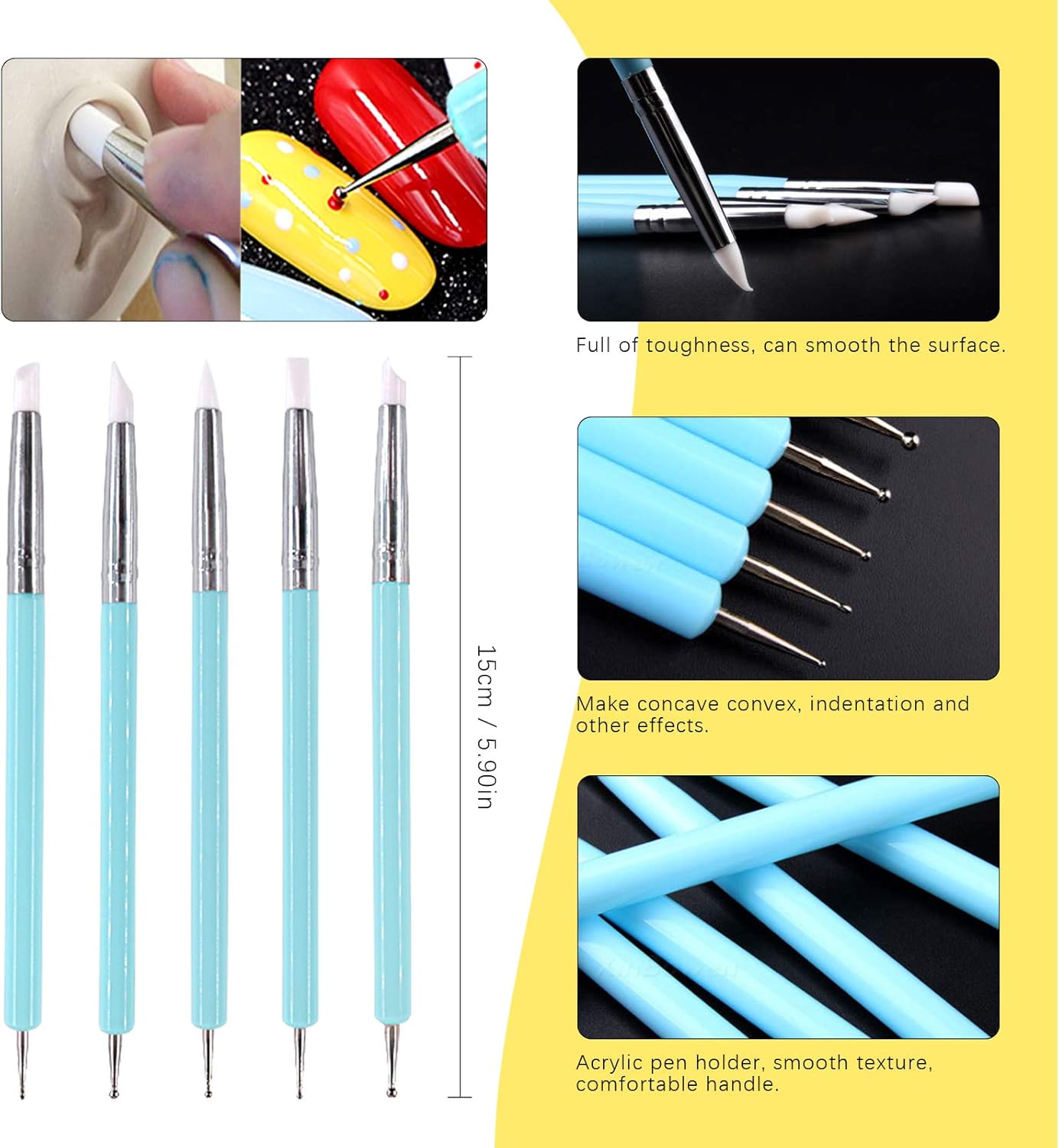 Swpeet 19Pcs Modeling Clay Sculpting Tools Kits, Ball Stylus Tool, Pottery Tools, Plastic Clay Tools, Sculpting Kit for Making Modeling Clay Cake Fondant Decoration, Clay, Ceramics