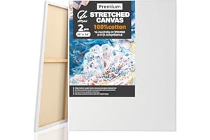 ARTSANI Stretched Canvases for Painting 2 Pack 30x36 Inch, 100% Cotton 12.3 oz Triple Primed Painting Canvas, 3/4" Profile Acid-Free Large Paint Canvas Blank Canvas for Acrylic Pouring Oil Watercolor Painting