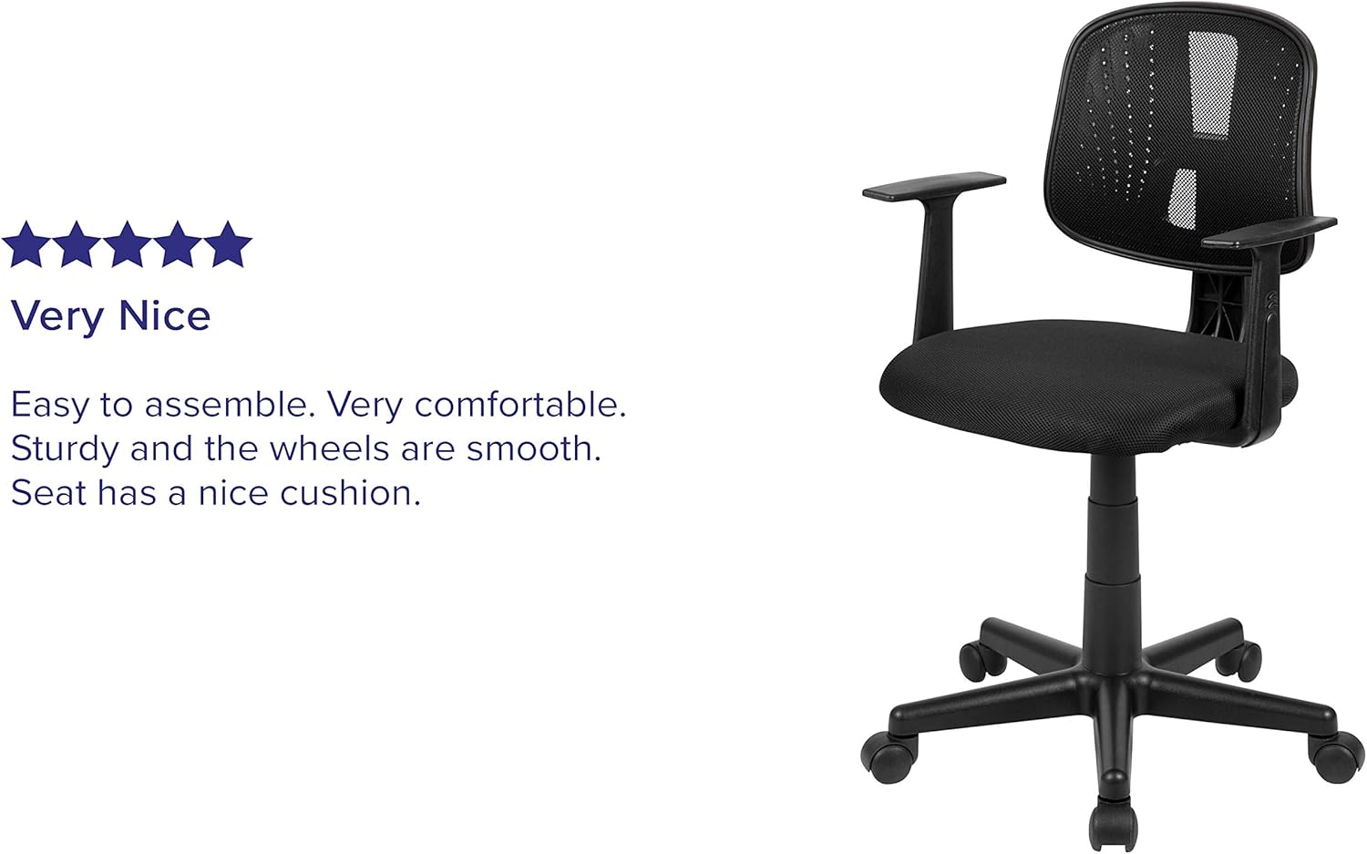 Flash Fundamentals Mid-Back Black Mesh Swivel Task Office Chair with Pivot Back and Arms: Furniture & Decor
