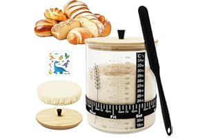 RAKOVAR 50oz Sourdough Starter Jar, Wide Mouth Sourdough Jar, Large Capacity Sourdough Starter Kit with Lid, Band, Date Tracker, Temp, Sourdough Bread Starter Kit for Perfect Sour Dough(1 Pack)