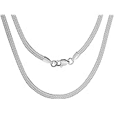 HAQUIL Flexible Stainless Steel Herringbone Snake Chain Necklace, Jewelry Gift for Men and Women 16/18/20/22/24/26/28/30' 3/4/5/6/7mm