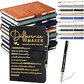 Kosiz 20 Pcs/10 Sets Employee Appreciation Gifts Bulk A5 Leather Notebook and Pen Inspirational Journal Pens for Corporate Coworker Staff Social Worker Team Gifts(Multicolor,Difference Maker)
