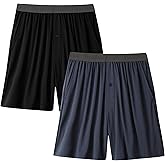 BAMBOO COOL Men's Pajama bottoms Lounge Sleep Shorts Soft Comfortable Breathable Pajamas Shorts with Pockets 2 Pack