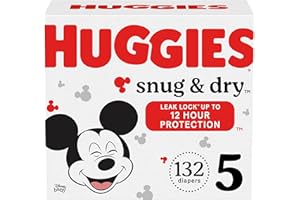 Huggies Size 5 Diapers, Snug & Dry Baby Diapers, Size 5 (27+ lbs), 132 Count