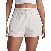 CRZ YOGA High Waisted Hiking Shorts for Women 3" - Water Resistant Cargo for Athletic Travel Outdoor with Zip Pockets