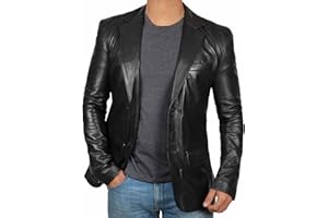 fjackets Leather Blazer for Men - Black & Brown Real Lambskin Casual Men's Leather Jacket Coats