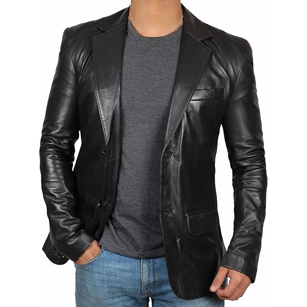 ジャケット・アウター blurred clothing LEATHER SPORTS JACKET Leather Blazer for Men - Leather Sport Coat for Men Blazer