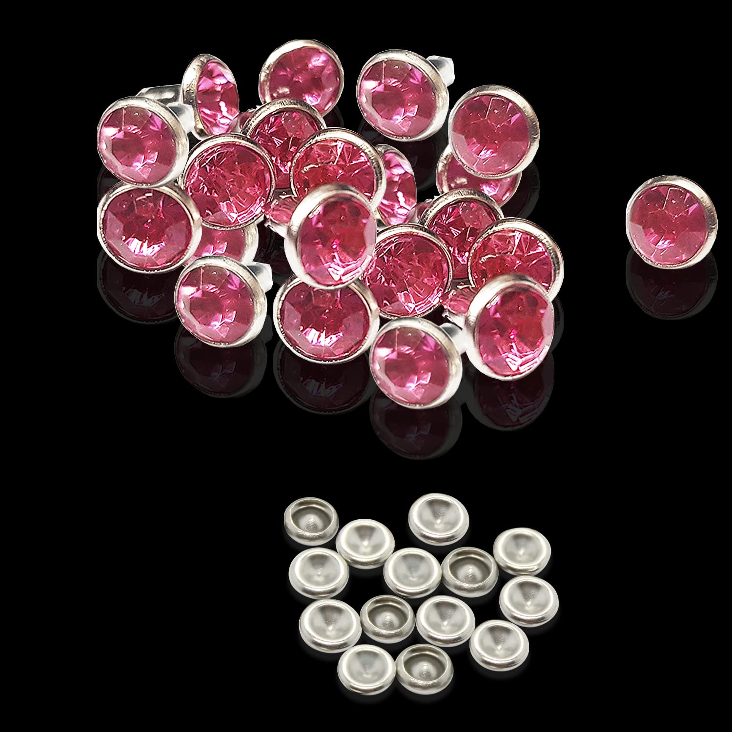 Trimming Shop 7mm Light Pink Crystal Rivets, Diamante Acrylic Rhinestone Studs for DIY Leathercrafts, Clothing Decoration, Arts & Crafts Projects, Purses Embellishment, 50pcs