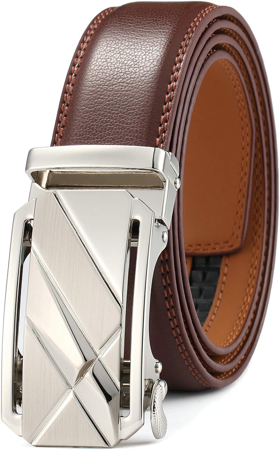 Men's Leather Belt with Automatic Buckle 35mm wide Ratchet Dress Belt / -Trim to Fit