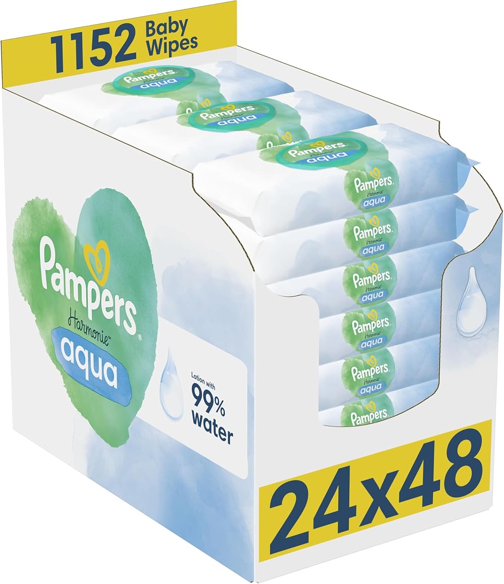 Pampers Harmonie Aqua Baby Wipes Plastic Free 24 Packs 48 Wipes