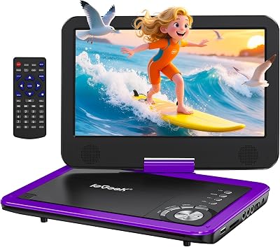 ieGeek 12.5" Portable DVD Player with 10.5" Swivel Screen Purple