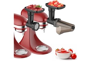COFUN Meat Grinder for Kitchenaid Mixer, Fruit and Vegetable Attachment Strainer for Kitchenaid, Includes Meat Grinder, Strainer Attachment and Sausage Stuffer Tubes for Kitchenaid Mixer Attachments, Black