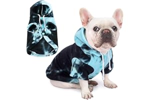 BAOBICUTE Dog Hoodie Tie Dye Dog Sweatshirt Chic Winter Clothes Ultra-Soft Warm Sweaters for Small Medium Dogs Fashion Pet Clothes for Dogs (Blue/Black/Grey, M (Back: 12.99",Chest: 17.71", Neck: 14.96"))