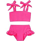 YOUNGER TREE Toddler Girls Two Pieces Swimsuit Color Block Stripe Swimwear Summer Beach Bathing Suit 18M-5T