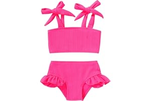 YOUNGER TREE Toddler Girls Two Pieces Swimsuit Color Block Stripe Swimwear Summer Beach Bathing Suit 18M-5T