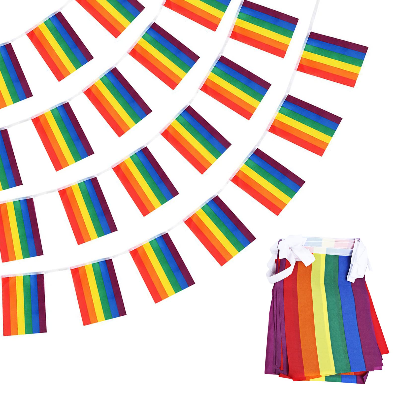 GELASGO 25 PCS Gay Pride Banner,26 ft Hanging Gay Lesbian Flag Room Bar Garden Decor