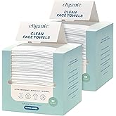 Cliganic Clean Face Towels XL, Multi-Pack (100 Count), Disposable, Ultra-Absorbent, Hypoallergenic & Soft - Makeup Remover Dry Wipes, Pamper Your Face, Hygienic Towelettes, for All Skin Types