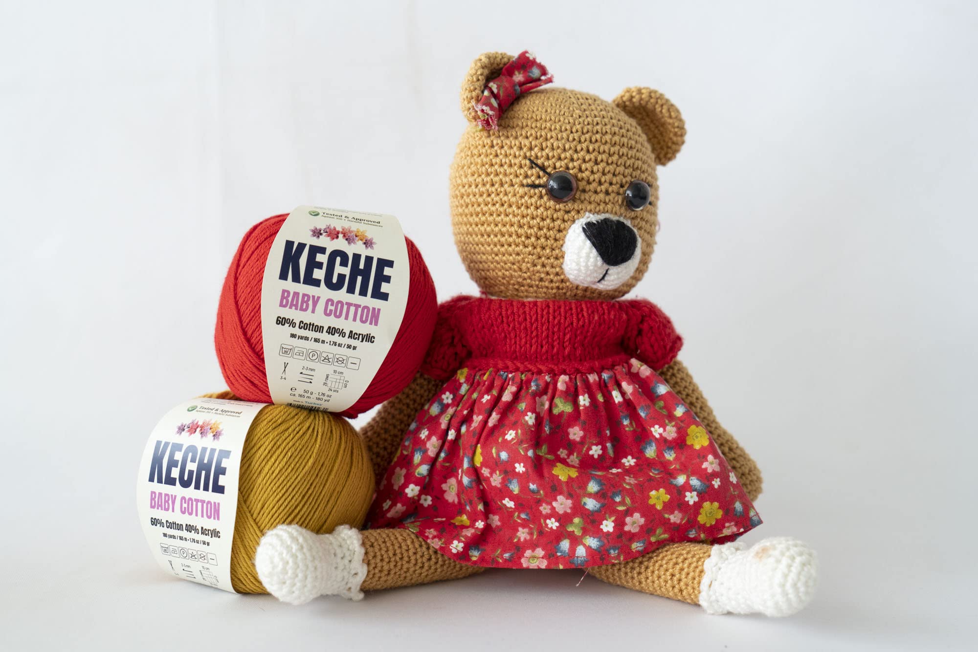 Keche Cotton Yarn, 60% Cotton 40% Acrylic Yarn, Soft Cotton Yarn for Crochet and Knitting, Amigurumi Yarn 1 Skein/Ball 1.76 Oz (50g) / 180 Yrds (165m) - Black