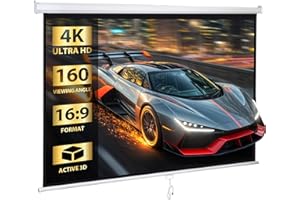 SUPER DEAL 80'' 16:9 HD Projection Screen Foldable Anti-Crease Portable Projector Movie Screen Manual Pull Down for Home Theater Presentation Education Outdoor Indoor Public Display