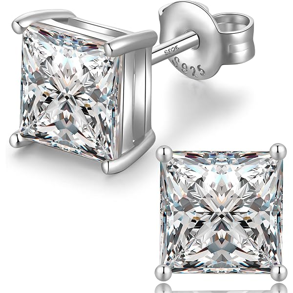 Dazzlingrock Collection Round White Diamond Square Stud Earrings - 0.06 Ctw In 10K Rose Gold With Push Back