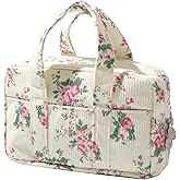 OZAOZ Large Pencil Case Pouch Extra Big Pencil Bag Wide Opening 5 Compartments Soft Corduroy Pen Bag Organizer with Zipper School Supplies for Girls Kids (A Pink Flower)