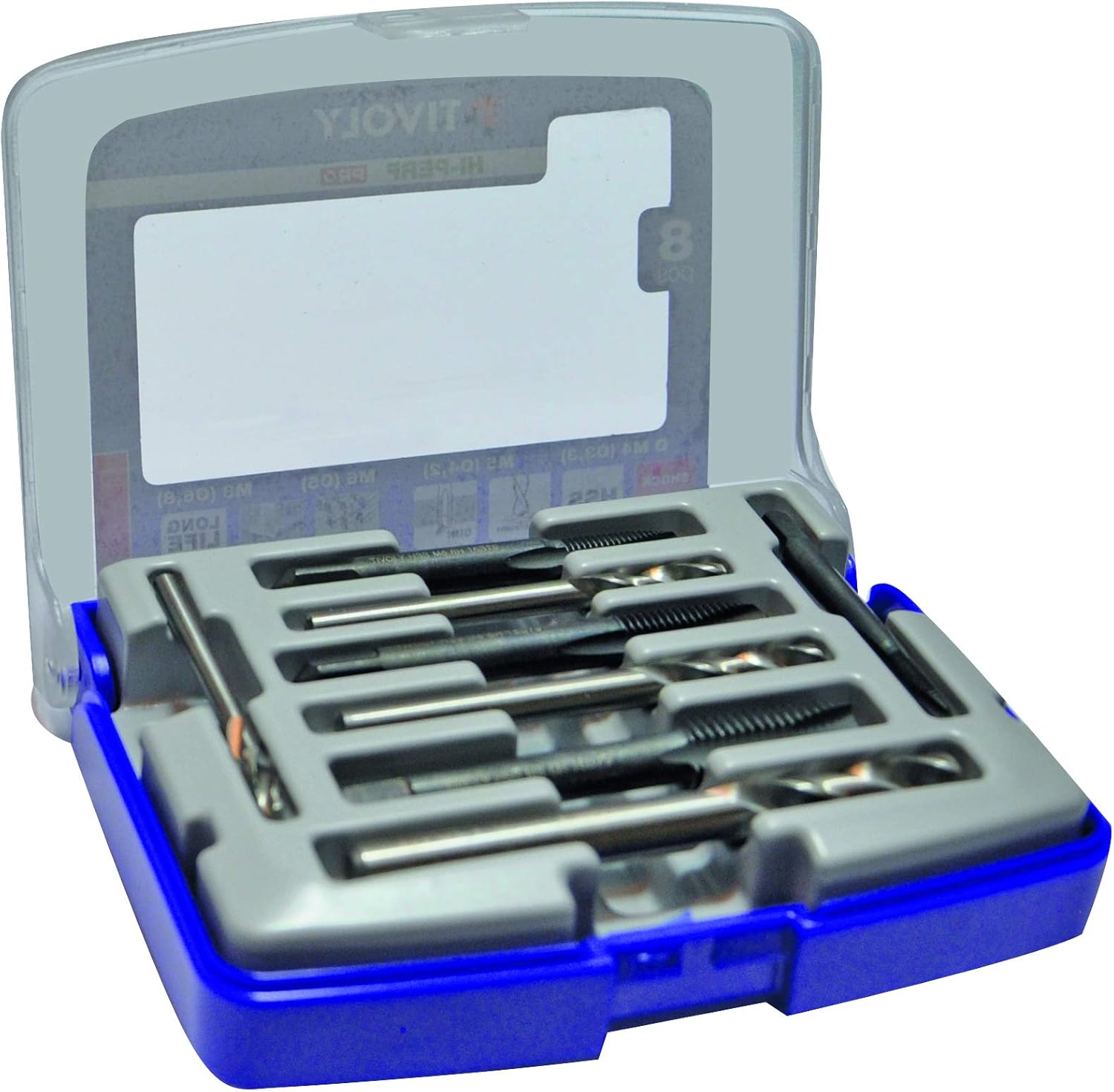 Tivoly TF4 11900170033 Set of 4 Machine Taps Gun DIN 352 M4 to M10 + 4 HSS Metal Drill Bits, 8 millimètres - Image 4