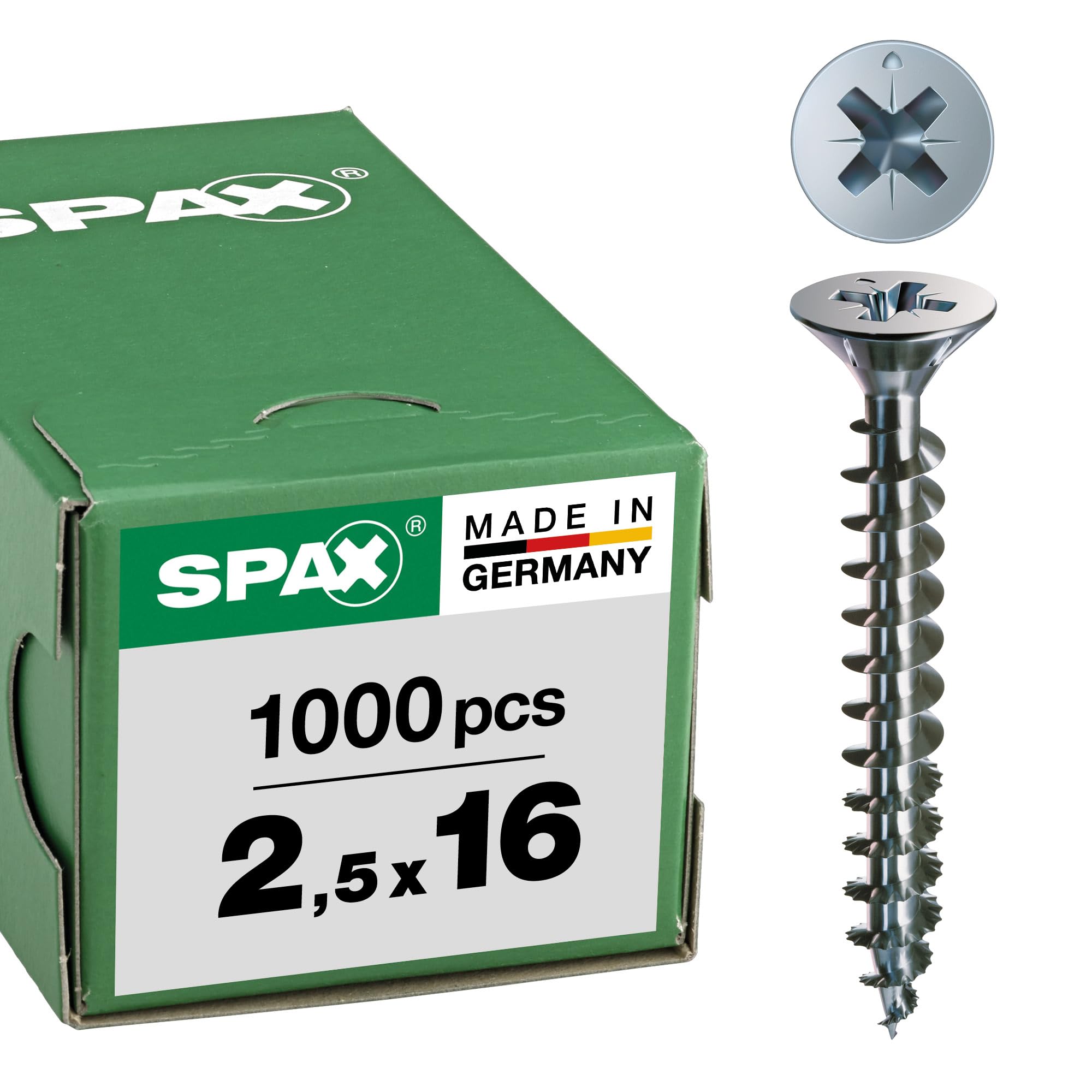 Spax – Universal Screw Countersunk Head Phillips Z 4Cut Full Thread Galvanised Blank A2J – 1081010350123, 0/1030/001/2,5/16/ /01 — image 1