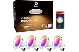 iLintek Smart Can Lights 4 Inch LED, WiFi Recessed Lights 9W 810LM Color Changing Recessed Lighting, Metal Baffle TrimDownlights Work with Alexa/Google Assistant/Siri 4 Pcs