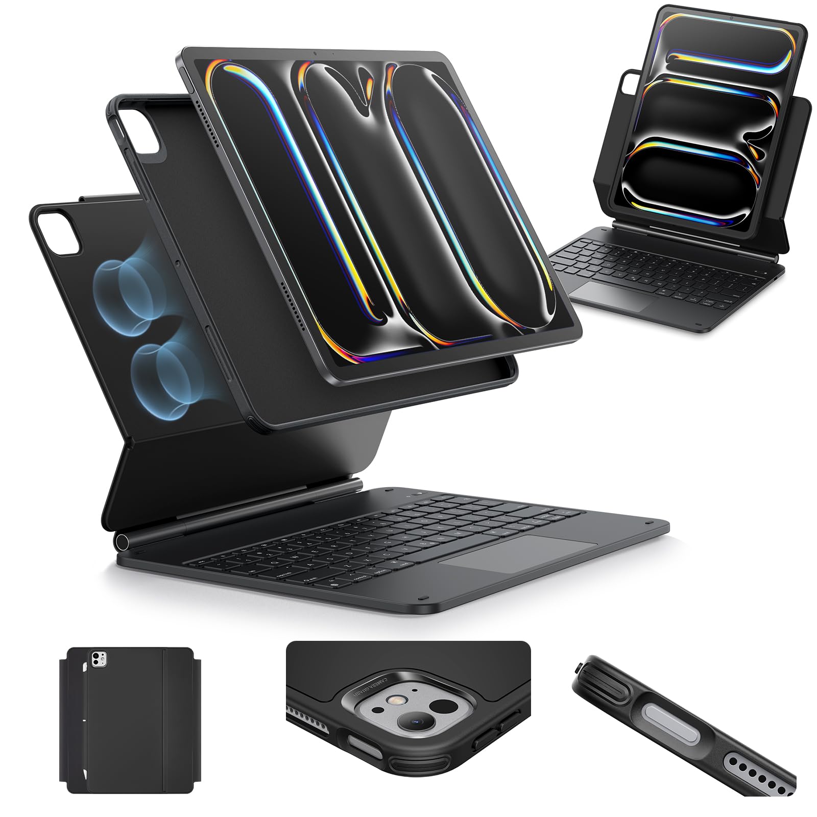 Photo 1 of ESR [Upgraded] iPad Pro 13 Inch Case with Keyboard (M5/M4, 2025/2024), iPad Pro 13 Keyboard Case with Magnetic Stand, Portrait/Raised Modes for iPad Pro 13, Removable, Rebound 360 Series, Black
