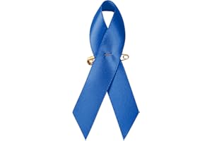 SIMISI RIBBON 100 Pieces Blue Satin Awareness Ribbons with Safety Pins 1.4 x 3 inch