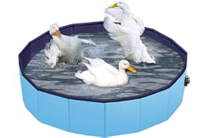 Juome Foldable Duck Swimming Pool, Portable Pond Pool for Ducks, Collapsible Hard Plastic Swimming Pool for Pets Dogs and Cats for Indoor and Outdoor