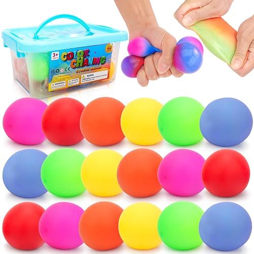 KLT Stress Balls Bulk for Adults and Kids: 18 Pack Mini Color Changing ...
