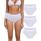 ANLIQI Womens Briefs Cotton Underwear High Waisted Tummy Control Hipster Panties Pack Full Coverage Soft Breathable Undies