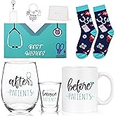 Futtumy Before Patients After Patients Set 11oz Coffee Mug 17oz Stemless Wine Glass 2oz Shot Glass Set for Women Nurse Doctor Hygienist Assistant Physician Dentist Dental, Nurse Gifts for Christmas