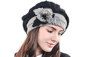 HISSHE Womens French Beret Wool Beret Angora Beanie Winter Hat BR022