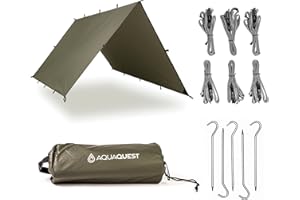 AquaQuest Defender Camping Tarp - Heavy Duty Tent Shelter or Rain Fly - Waterproof Camping Essentials for Hiking, Bushcraft & Hammock
