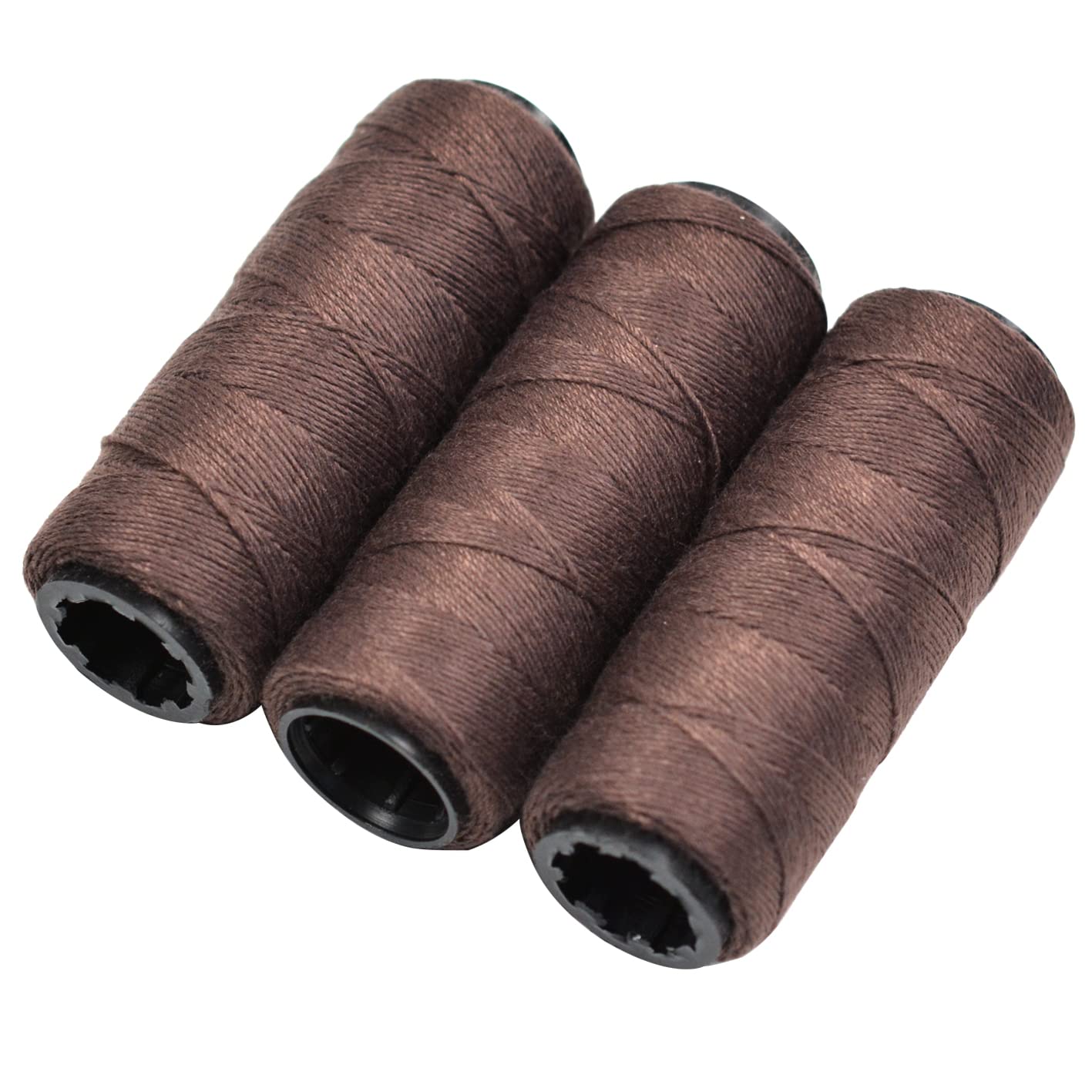 3 Rolls Sewing Threads Weaving Thread for Making Wigs Hand Sewing Hair Weft DIY (Brown)