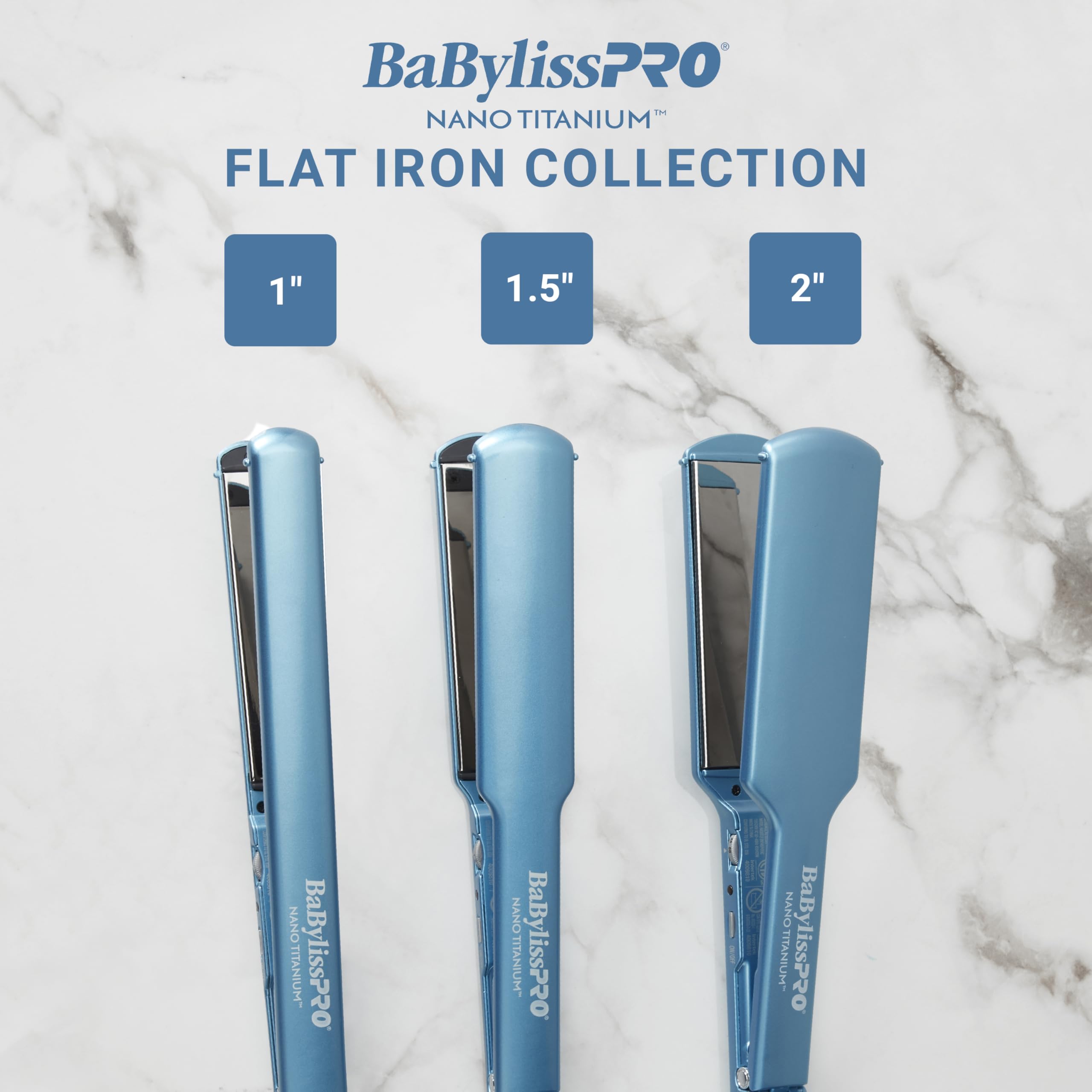 BabylissPRO Nano Titanium Ultra-Thin Hair Straightener, Professional Flat Iron For All Hair Types