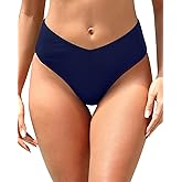 Zmart Mid Rise Bikini Bottoms - Women's Moderate-Full Coverage Bathing Suit V Cut Swimsuit Bottom