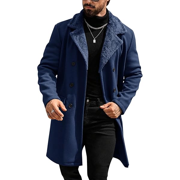Sdeycui Men's Denim Trench Coat Long Jean Jacket Winter Warm