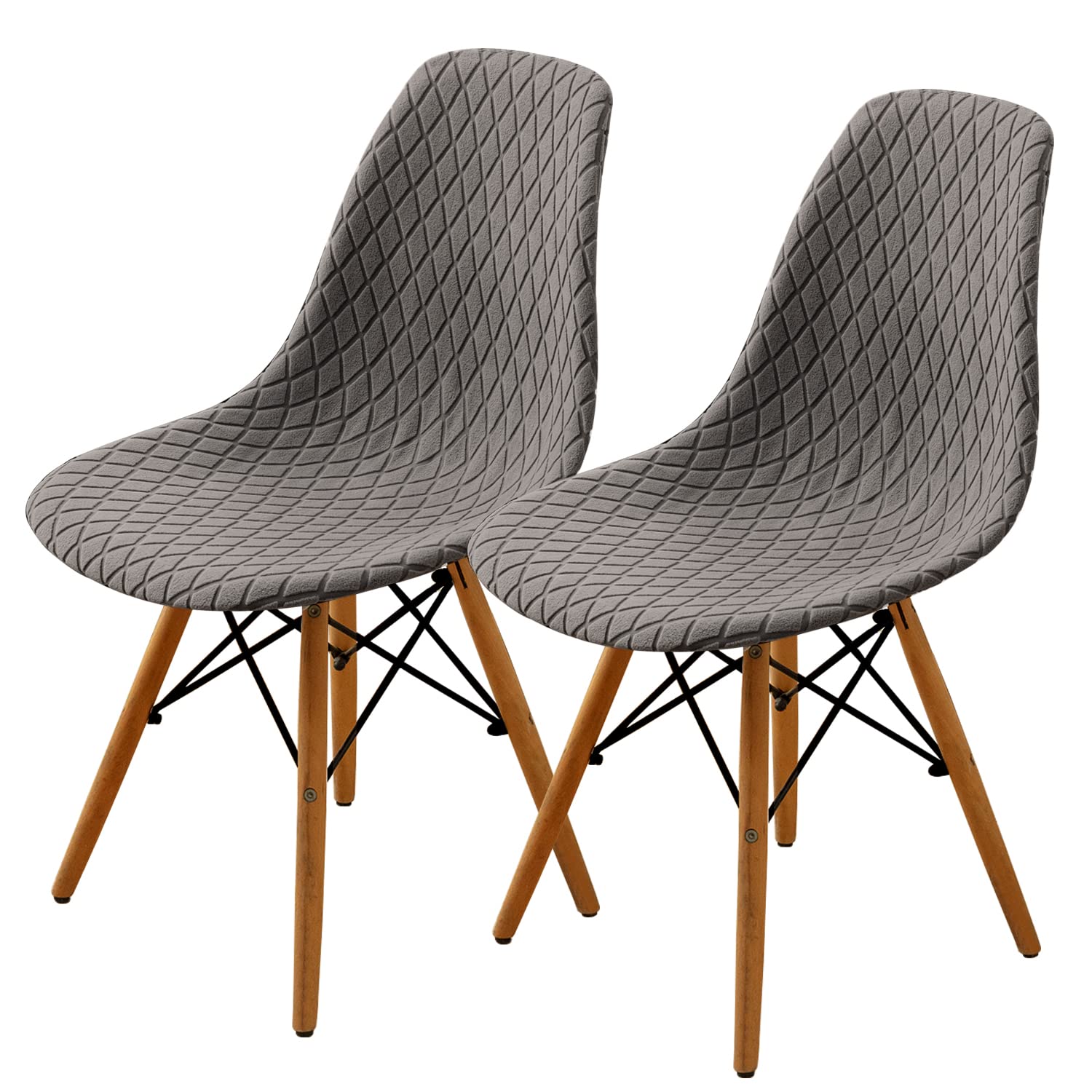 SHENGYIJING Dining Chairs Covers Set of 2/4/6, Style Shell Mid Century Modern Chair Sipcover, Upholstered Accent Side Chair Covers (Taupe, 2 Pieces)