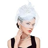 dressfan Fascinator Hat Womens Vintage Wedding Veil Hat 20s Hair Accessories for Derby/Wedding/Cocktail/Tea Party
